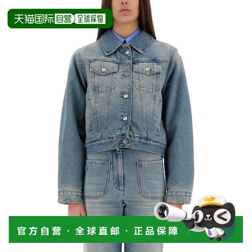 自营victoria beckhamPadded Denim Jacket - blue 美国奥莱直发