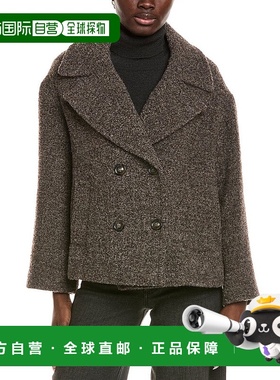 自营Cinzia Rocca Icons羊毛混纺短外套-棕色 美国奥莱直发