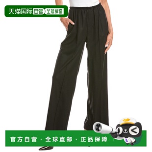 女裤 自营 美国奥莱直发休闲裤 黑色 Vince拉丝法兰绒羊毛混纺长裤