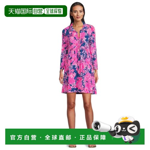自营Lilly Pulitzer Saralyn迷你连衣裙女星光海军花卉棉GBO3700-