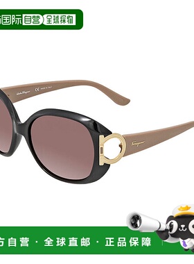 自营Salvatore Ferragamo Sunglasses Round Full Rim, Black/tua