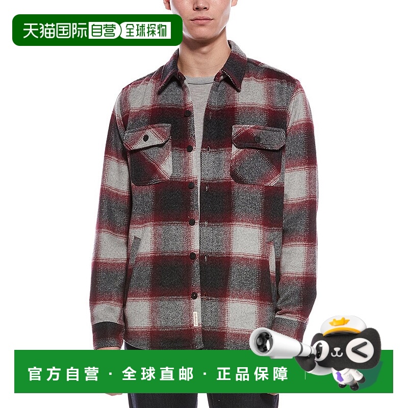 自营weatherproof vintage耐候复古拉丝格子衬衫夹克-红色 美国奥
