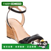 黑色 自营Stuart 美国奥莱直 皮革坡跟凉鞋 Weitzman Everly