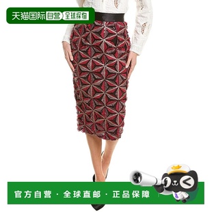 Pinwheel Beaded Midi Skirt 美国 自营Gracia burgundy Sequin