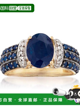 自营 ross-simons14 克拉黄金罗斯-西蒙斯蓝宝石戒指配钻石口音 -