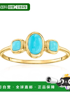 自营Ross-Simons Turquoise 3-Stone Ring in 14kt Yellow Gold -