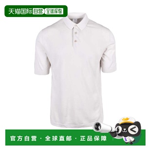 自营eleventyBeige Cotton Knit Polo Shirt - white 美国奥莱直