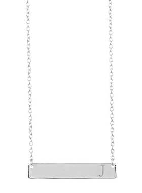 自营sterling forever纯银条形初始项链 - silver-j 美国奥莱直发