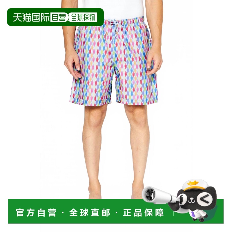 自营tailorbyrdAbstract Print Swim Trunks In Blue Combo - blu