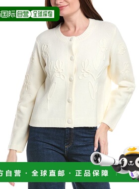 自营CeCe Knit Flower Cardigan - White 开衫美国直发奥莱