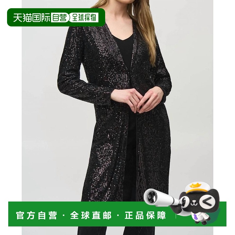 自营 joseph ribkoff亮片长袖黑色罩衫 美国奥莱直发外套开衫