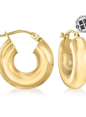 自营 Ross-Simons 意大利 14kt 黄金 Huggie Hoop 耳环 - 黄色 美