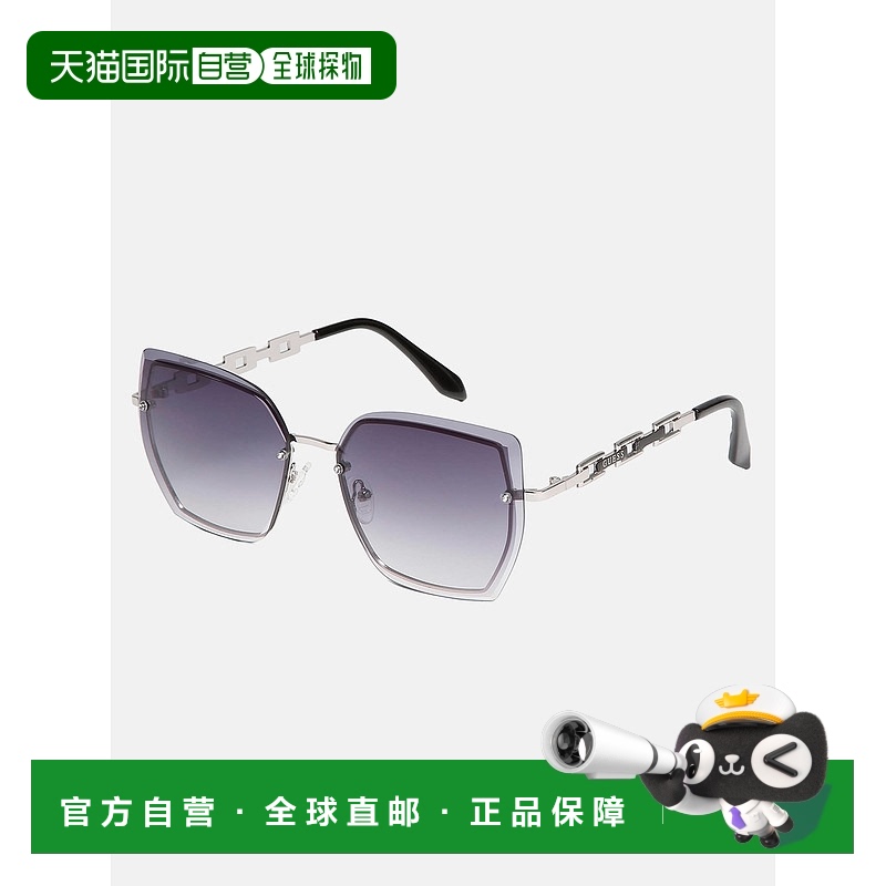 自营 guess方形链式金属太阳镜-银色/黑色 美国奥莱直发