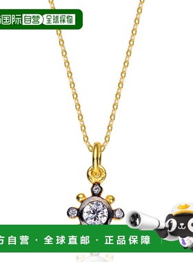 自营 genevive纯银白色立方氧化锆黑色和金色吊坠 - 金色 美国奥