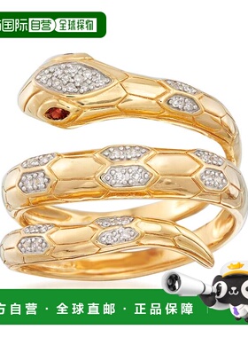 自营Ross-Simons 18kt 纯银镶石榴石钻石蛇形环绕式戒指 - 白色