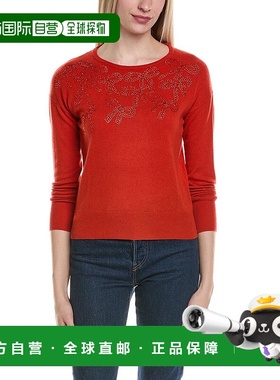 自营sofiacashmere蝴蝶结装饰羊毛和羊绒混纺毛衣-橙色 美国奥莱