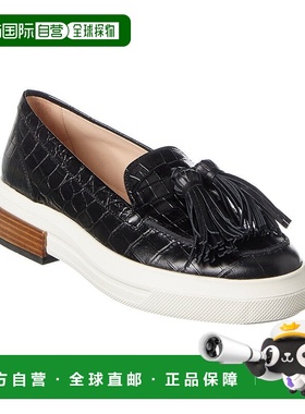 自营 tod'sTOD的流苏皮革拖鞋-黑色 美国奥莱直发女鞋乐福鞋