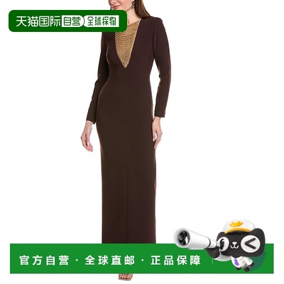 自营Carla Ruiz Chain Bib Maxi Dress - brown 美国奥莱直发长裙