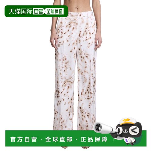 自营BCBGMAXAZRIA动物纹宽松裤子-棕色 阔腿裤休闲裤美国直发奥莱