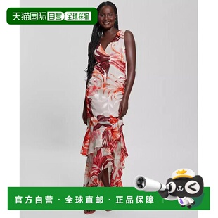 美国直邮guess 女士 连衣裙印花荷叶边新款长【付后1h可退】