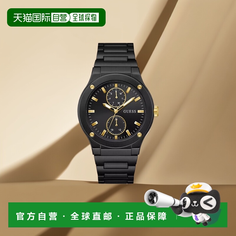1h可退 【美国直邮】GUESS 男士多功能黑色不锈钢手表 45mm 时尚