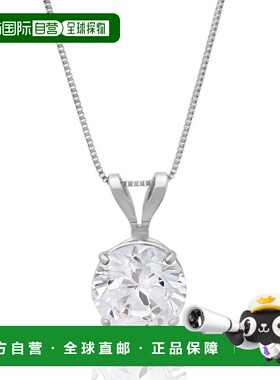 自营max + stone14k金6.5MM Solitaire立方氧化锆吊坠项链，带18-