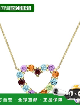 自营 mimi & max1 CT TGW 10k 金多色宝石敞开心形吊坠带链子 -