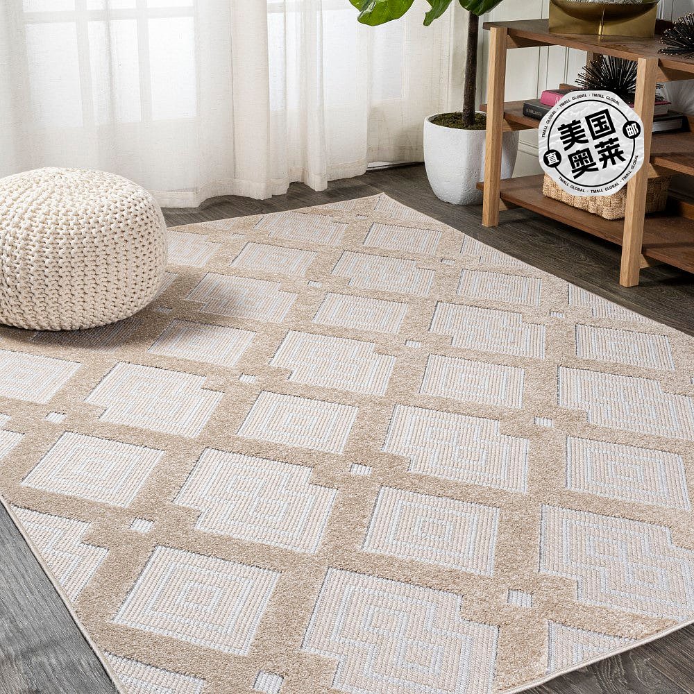 jonathan y Duwun High-Low Pile Ogee Trellis Tone-on-Tone Ind