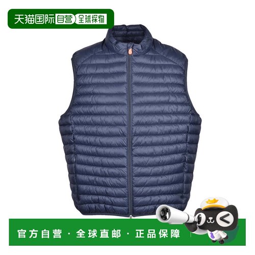 自营save the duck蓝色绗缝轻便尼龙拉链背心-灰色 美国奥莱直发