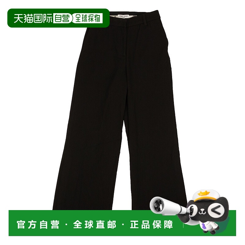 自营 opening ceremony黑色涤纶侧开衩直筒裤 - 图案 美国奥莱直