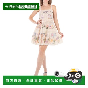 自营Zimmermann蕾丝镶边方领迷你连衣裙 美国奥莱直发 拼接