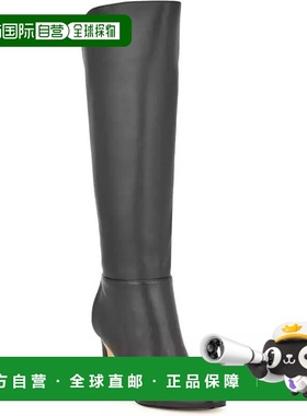 自营Nine West Sancha Boots Women's Black Leather Almond Toe