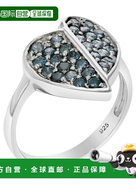 自营vir jewels 0.85 克拉蓝色钻石心形戒指 .925 纯银配铑 - 银