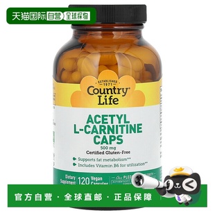 香港直邮乡村生活,乙酰 L-肉碱胶囊，500 毫克，120 粒素食胶囊