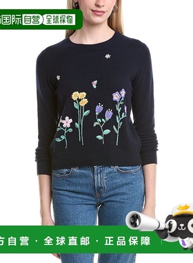 自营Autumn Cashmere Spring Flowers Embroidered Sweater - blu