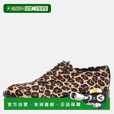 自营Roger Vivier Brown Leopard Print Calf Hair Lace Up Oxfor