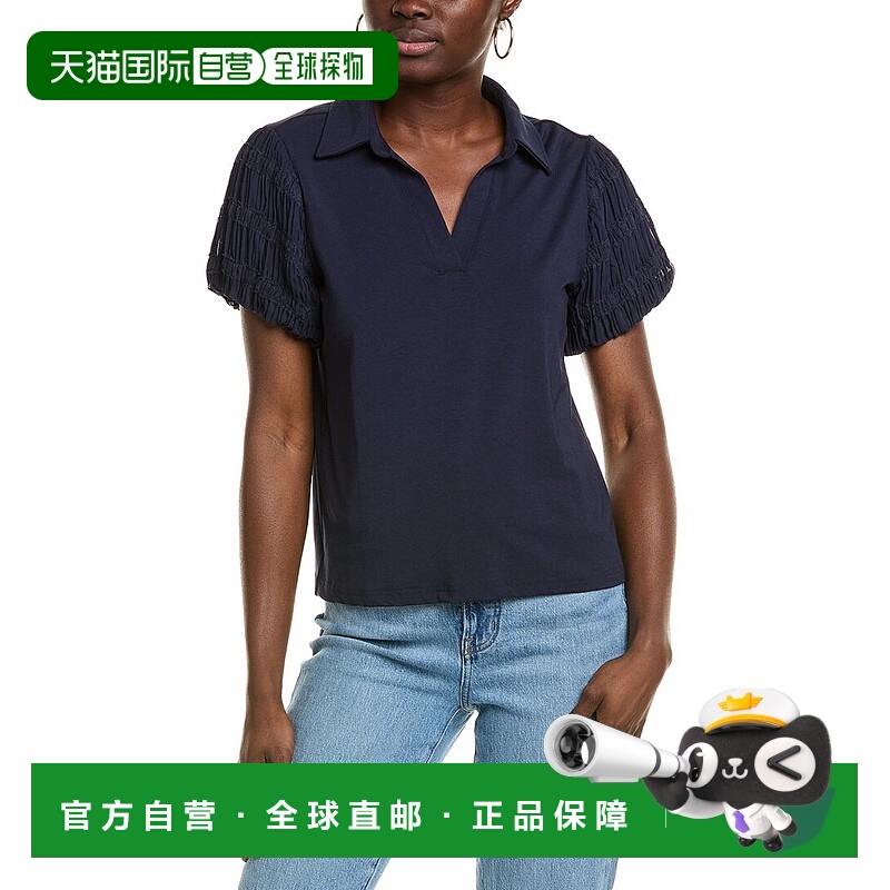 自营 Nanette Nanette Lepore紧身泡泡袖衬衫-蓝色 美国奥莱直发