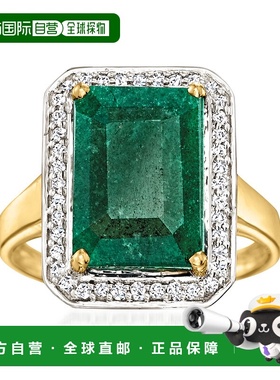 自营 ross-simons罗斯-西蒙斯翡翠和 . 14 克拉黄金钻石戒指 绿色