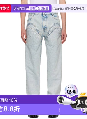 1h可退 香港直邮潮奢 Y PROJECT 男士 独家发售蓝色镂空牛仔裤 E1