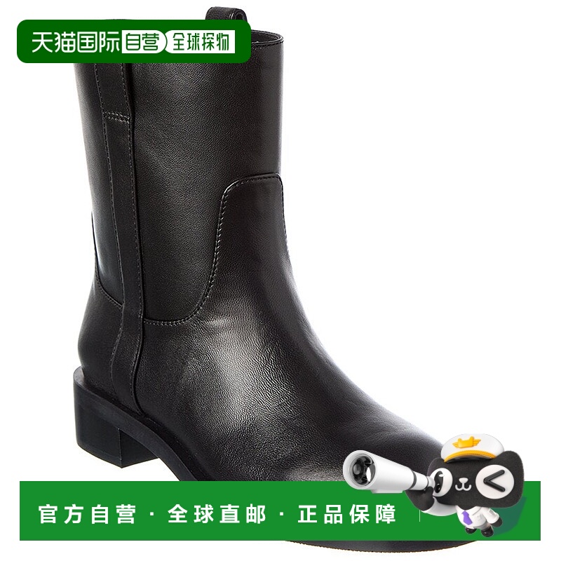 自营Stuart Weitzman Lenora皮革短靴-黑色 美国奥莱直发女靴