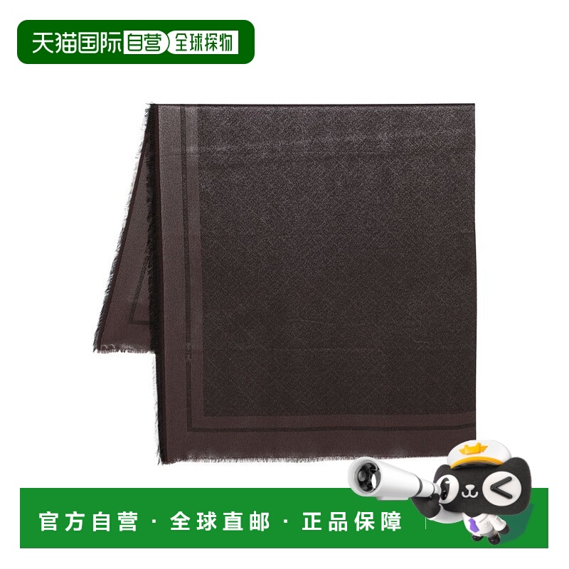 自营elisabetta franchiTextured Brown Scarf With Fringed Edge