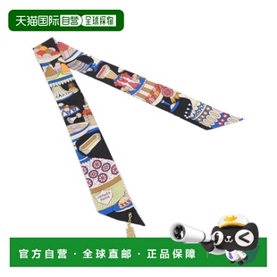 Scarf Silk blue white Owned black Pre 自营Hermes