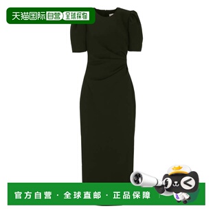 自营carolina herrera圆领中长款连衣裙，搭配侧垂褶细节-黑色 美