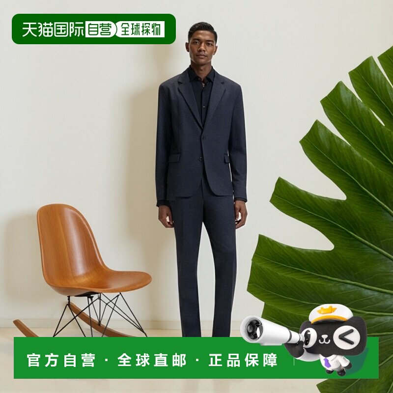 自营hugo boss修身运动夹克，斜纹印花针织衫-深蓝色 美国奥莱直