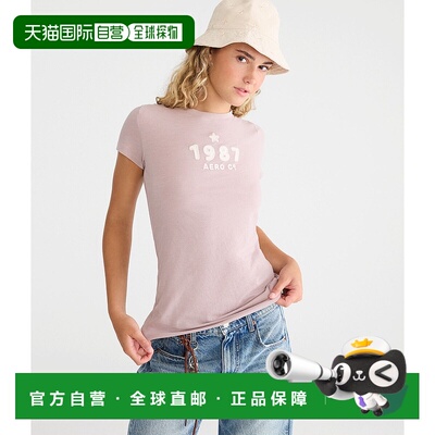 自营Aeropostale 1987星形贴花图案T恤-浅棕色232 美国奥莱直发
