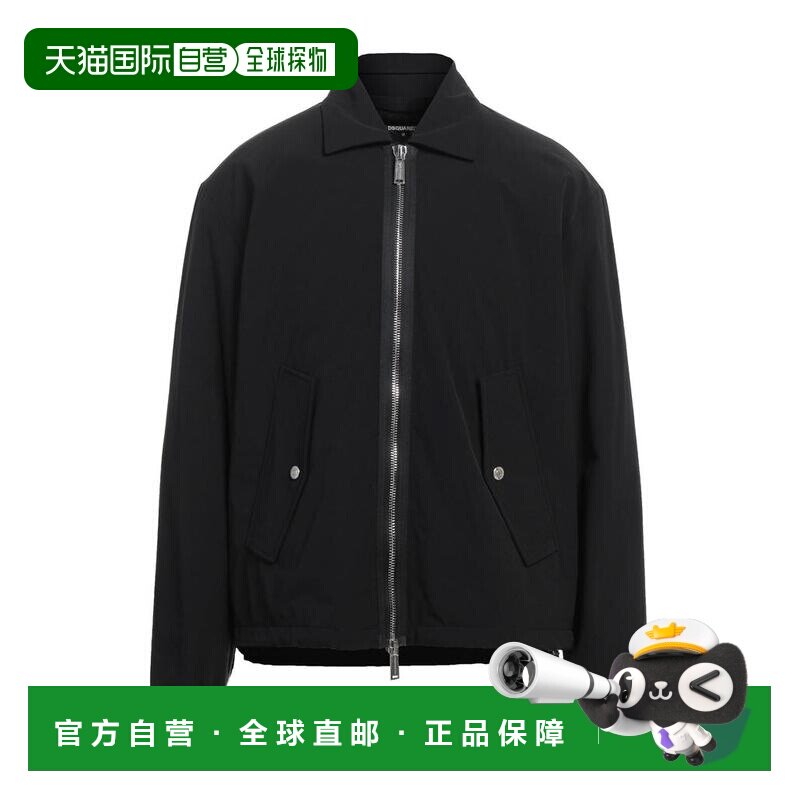 1h可退 【美国直邮】dsquared2男夹克衫纯色连帽拉链全衬里单排扣