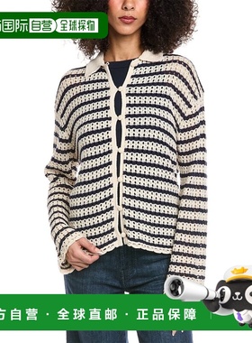 自营rag & bone Khloe Stripe Linen-Blend Cardigan - white 美