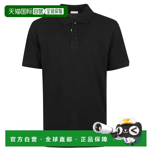 自营moncler短袖经典衣领精致Logo polo衫-黑色 美国奥莱直发男装