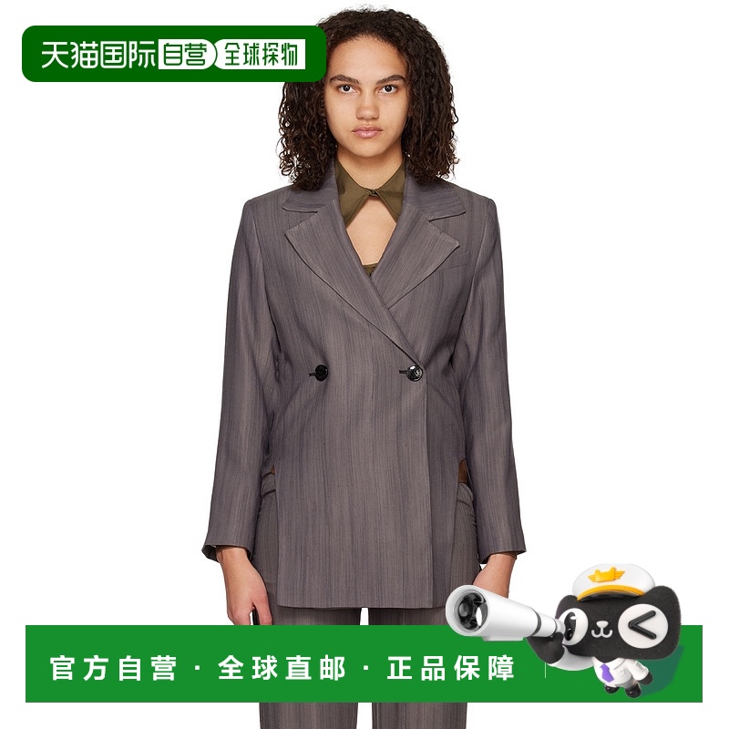 1h可退 香港直邮潮奢 GANNI 甘尼 女士 灰色 Drapey 西装外套 F75