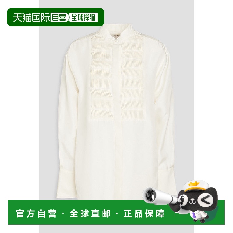 1h可退 香港直邮潮奢 TOTÊME 女士 细褶真丝缎衬衫 2315027